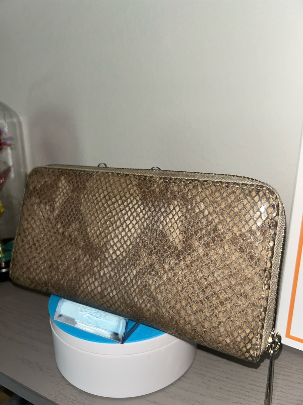 Michael Kors Snake-Embossed Zip Wallet with Gold Plaque - Picture 9 of 9